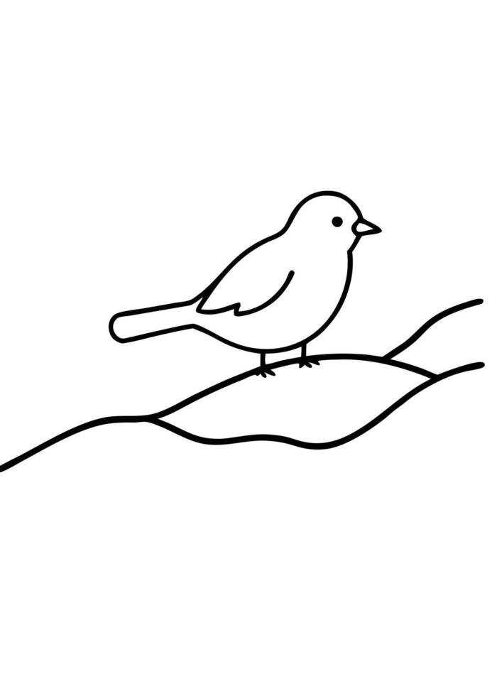 A bird is sitting on a rock coloring page vector