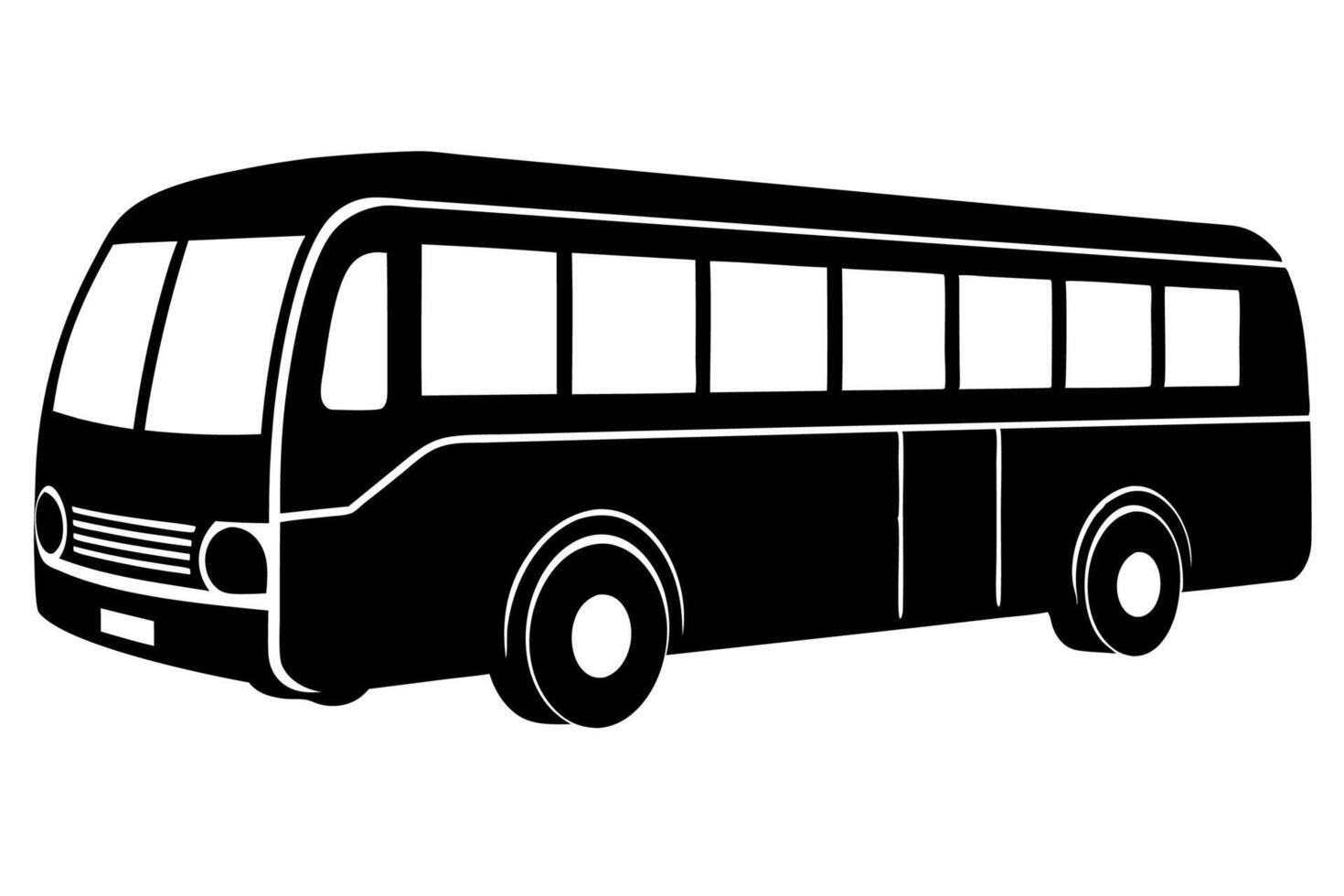A black and white illustration of a bus vector