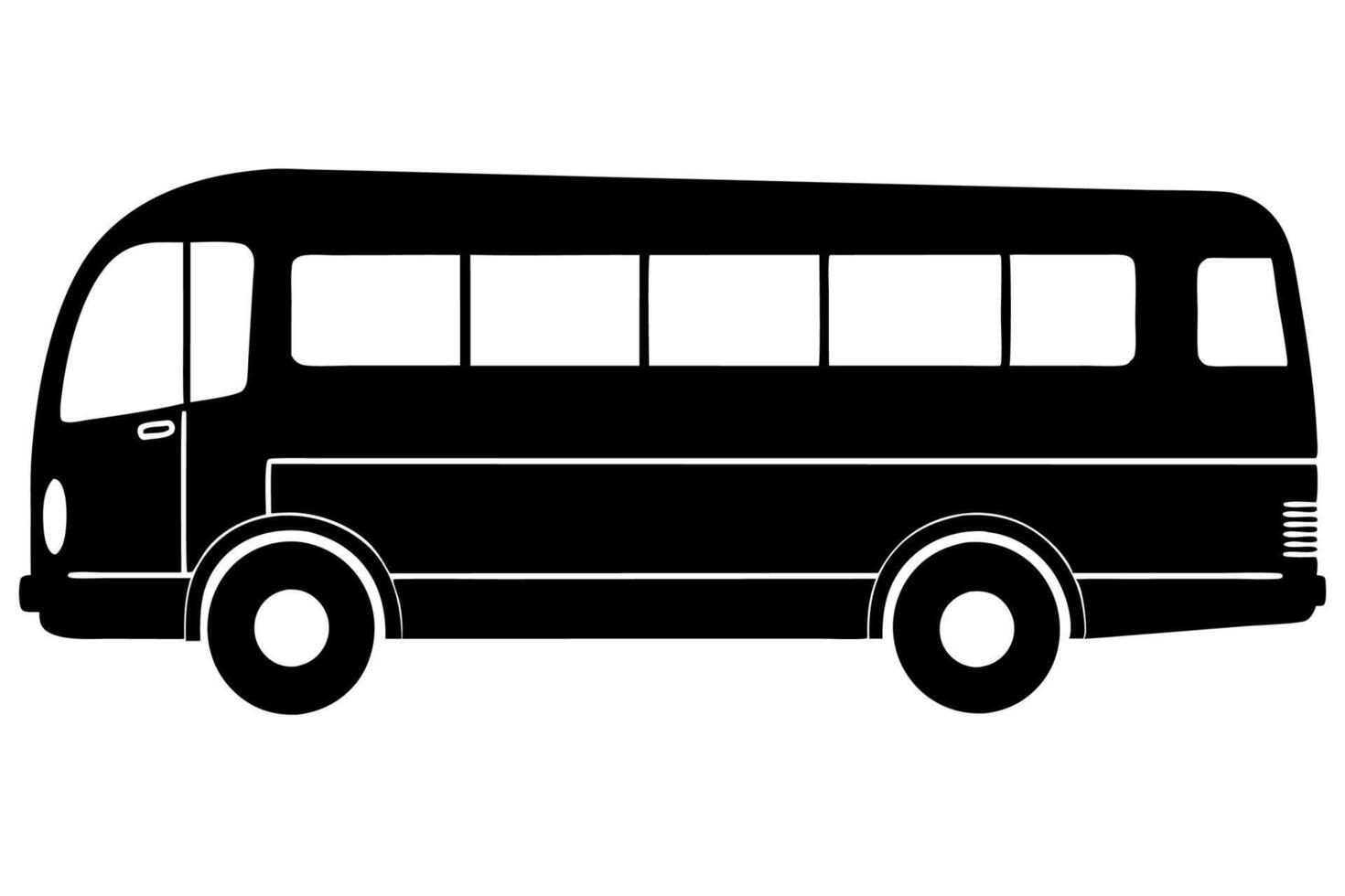 A black and white silhouette of a bus vector