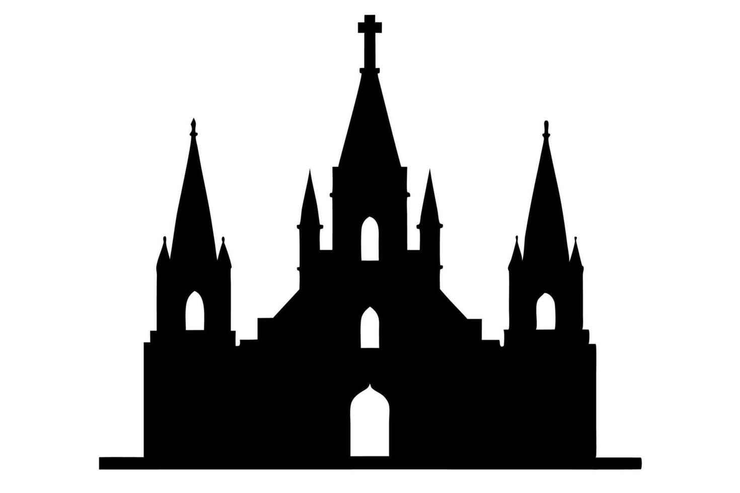 A silhouette of a church with two spires vector