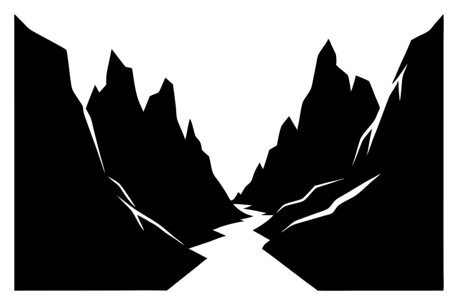 A black and white silhouette of a mountain range vector
