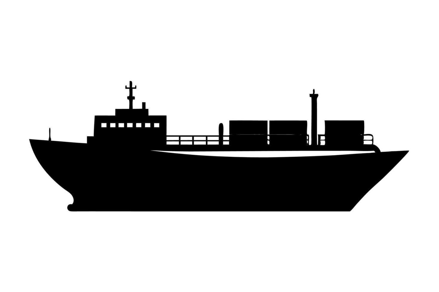A silhouette of a cargo ship on a white background vector