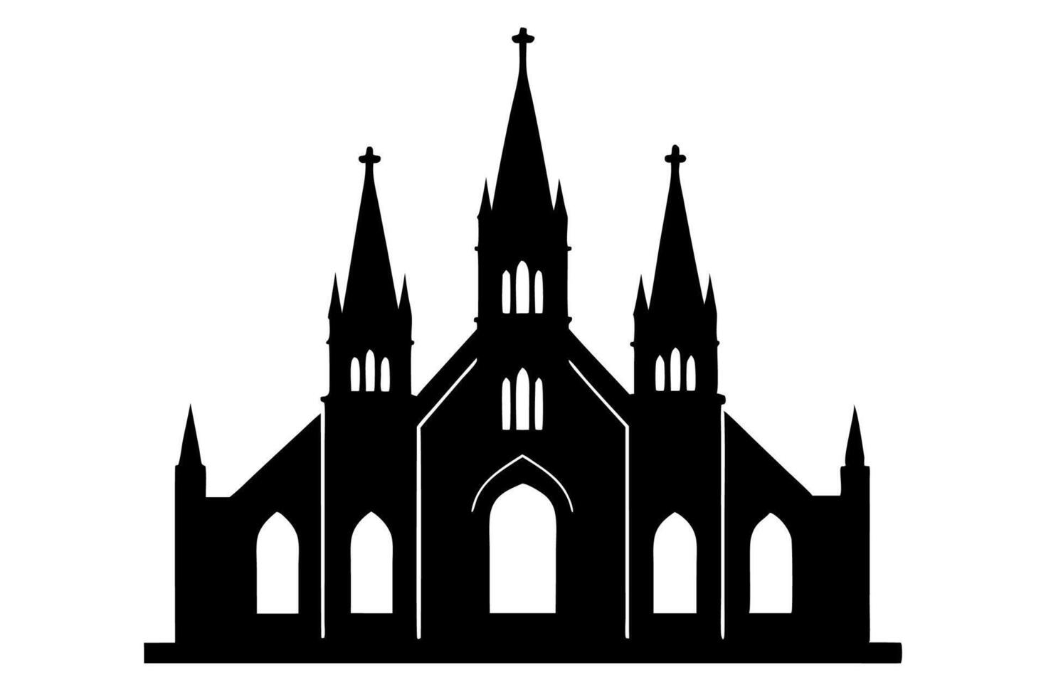 A black and white silhouette of a church vector