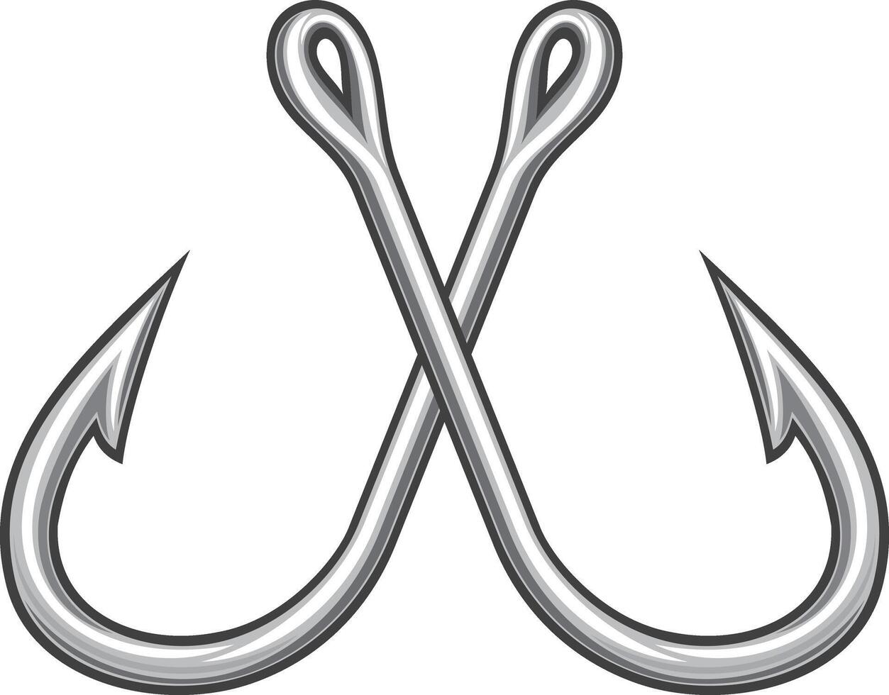 Two Crossed Fishing Hook Color vector