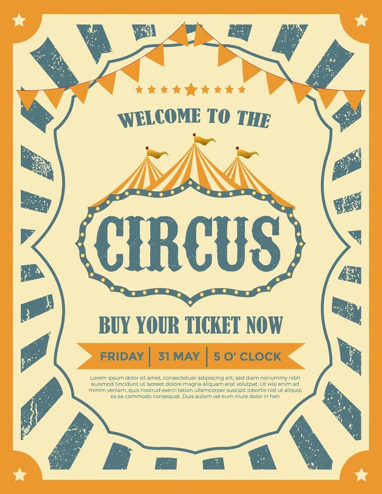 Vintage Circus Poster invitation for arts festival and events vector