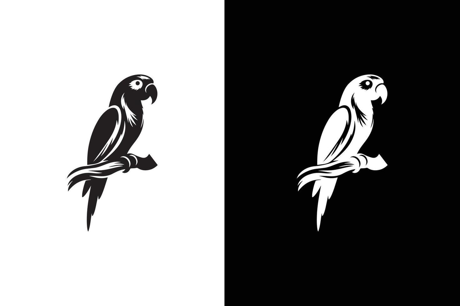 Parrot bird silhouette illustration. Isolated icon silhouette of a parrot vector
