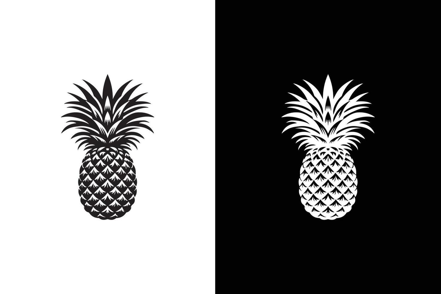 Pineapple fruit icon design. Black and white image of a pineapple. vector
