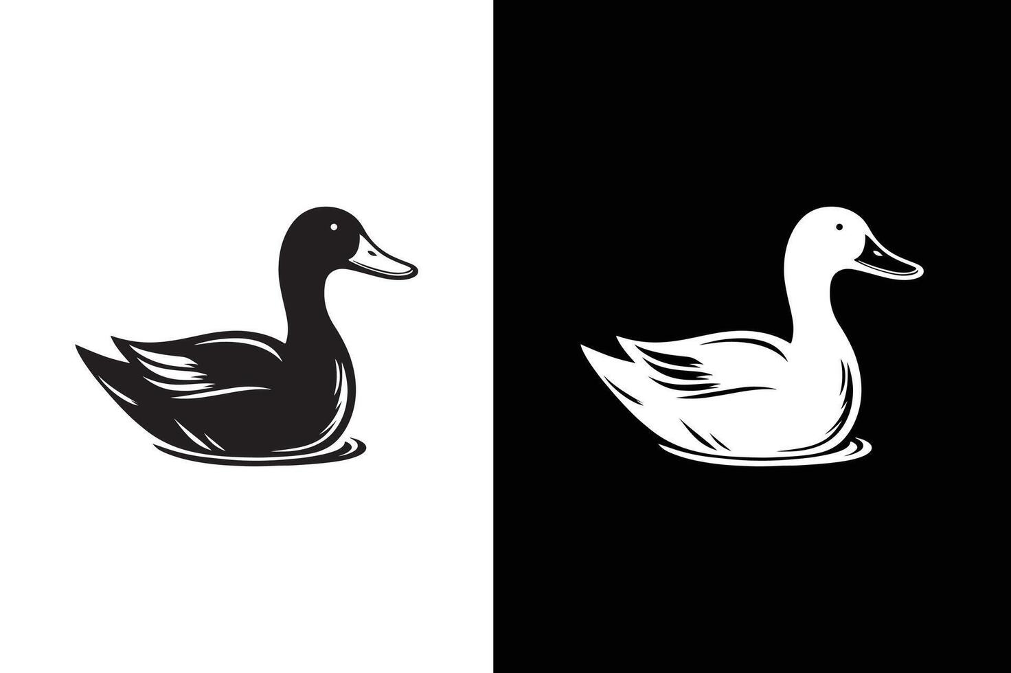 Duck icon . Duck Icon silhouette on Black and White Background vector