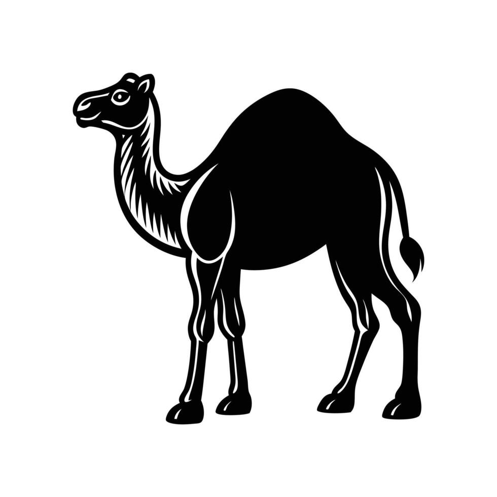 Camel Graphic Silhouette Logo Design illustration. Camel Icon Flat Design vector