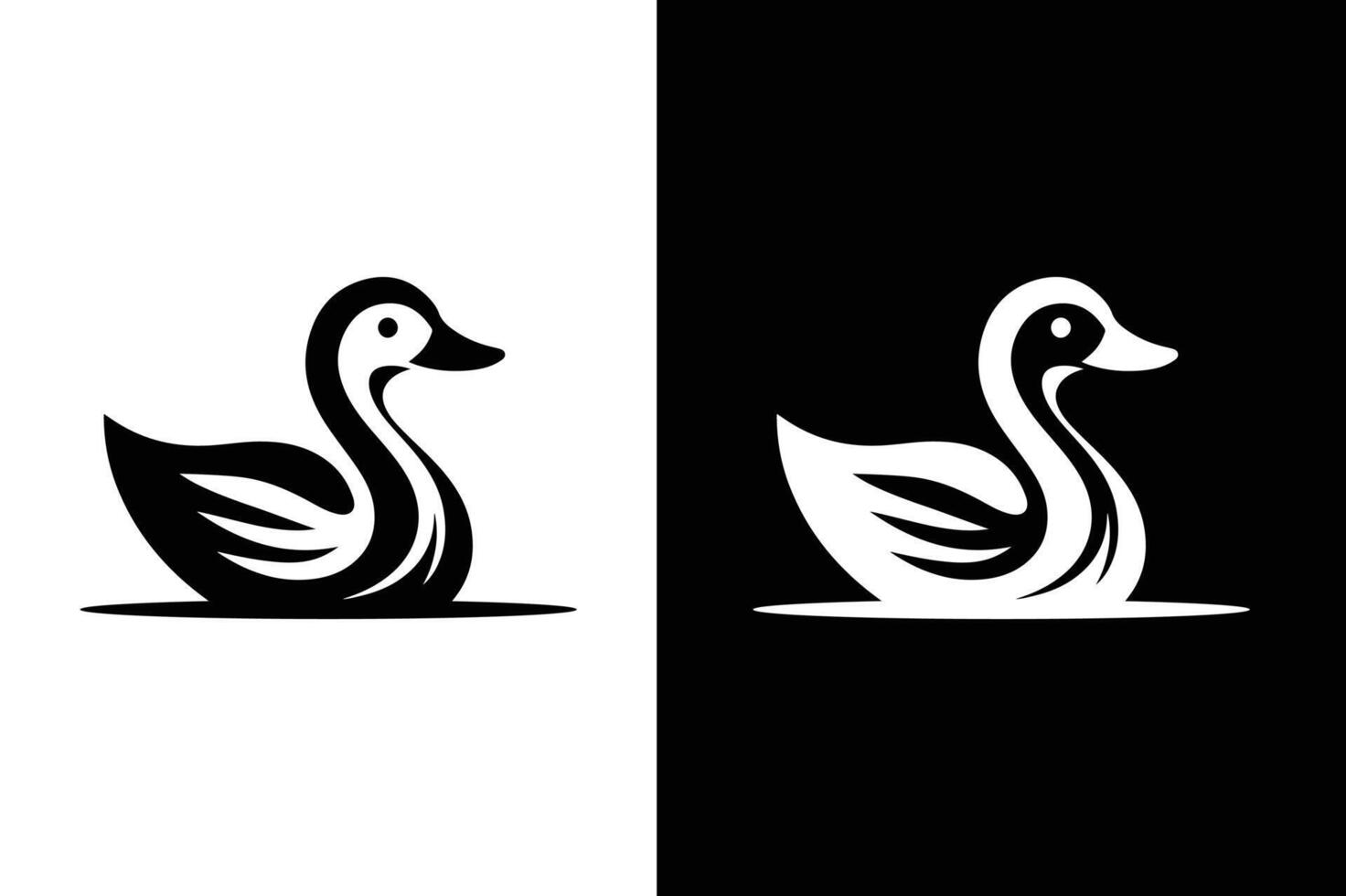 Elegant Duck Icon Silhouettes. Black and White Collection vector