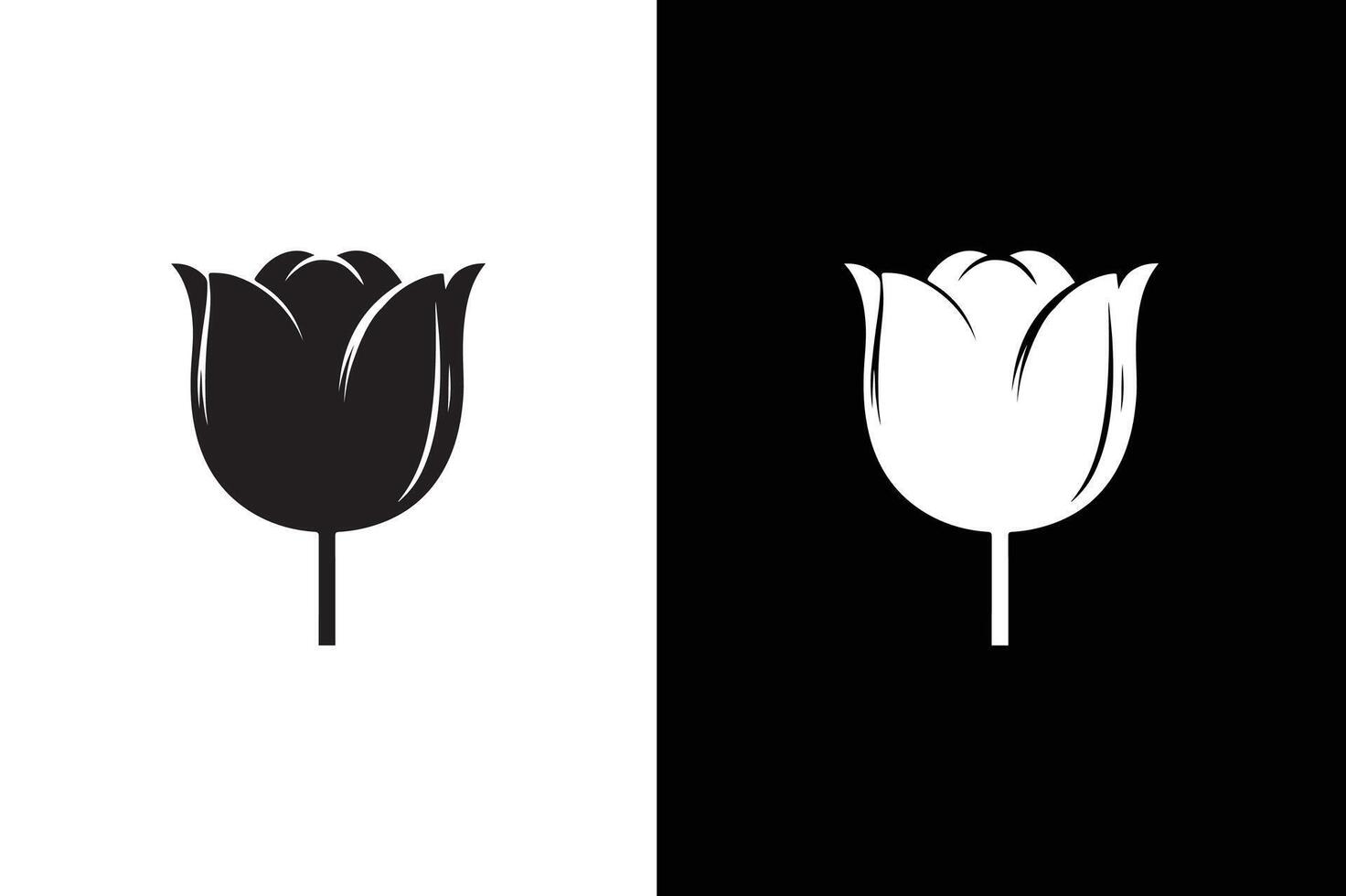 Tulip flower silhouette. Tulip Icon on Transparent Background vector