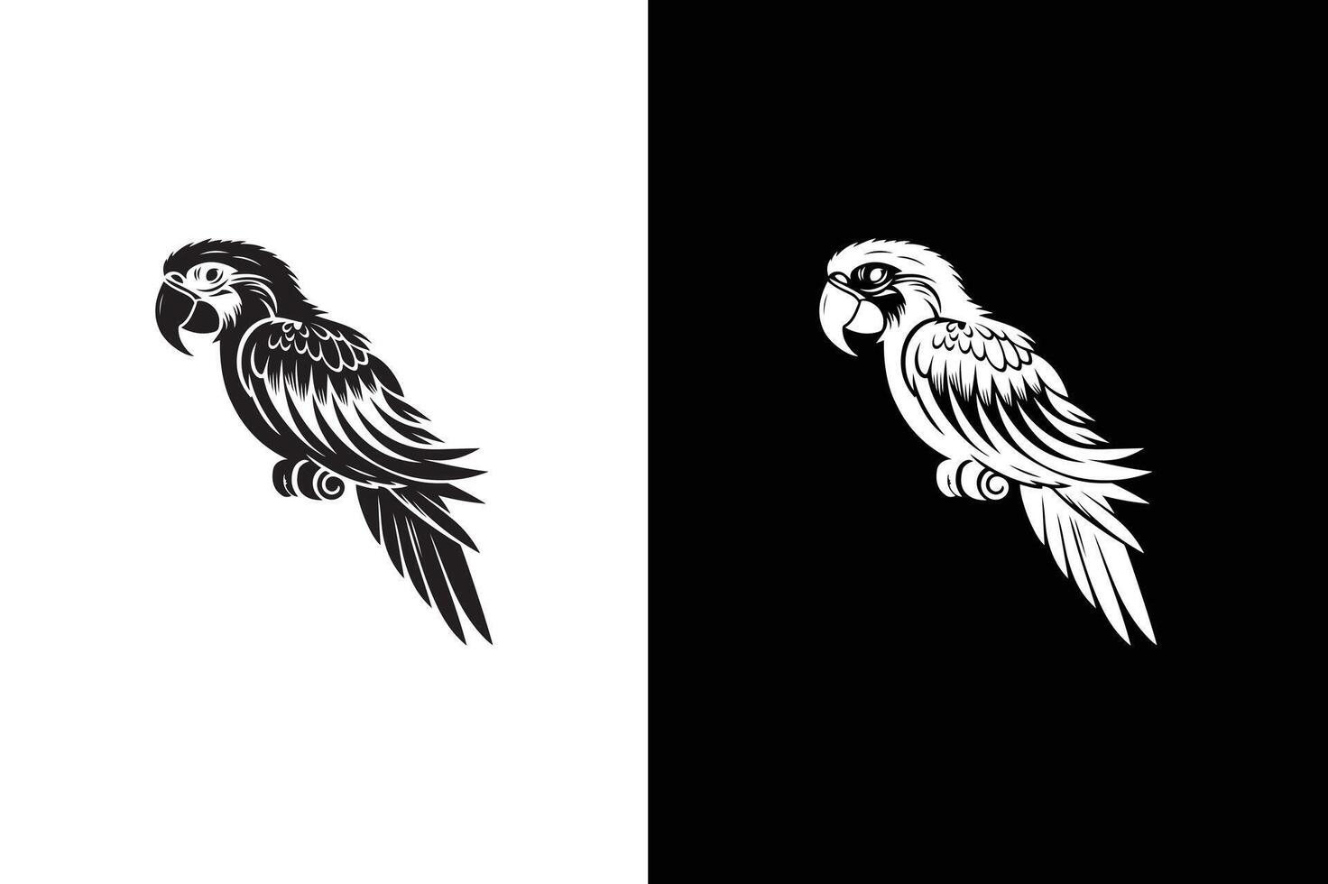 Parrot bird silhouette illustration. Isolated icon silhouette of a parrot. vector