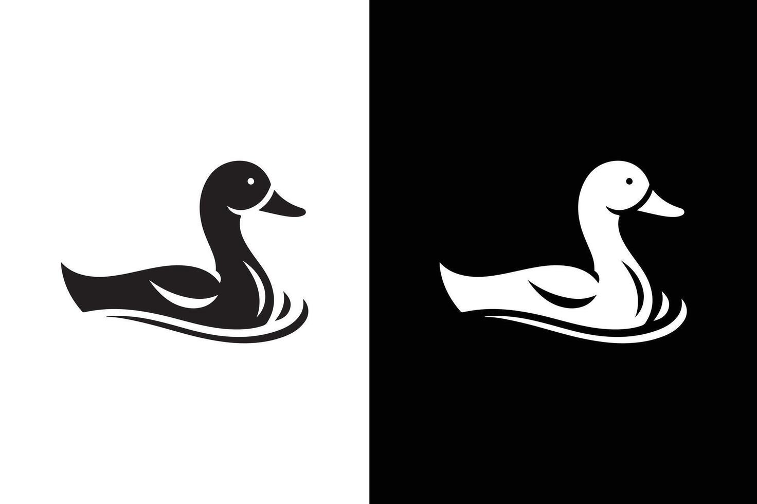 Duck icon . Duck Icon silhouette on Black and White vector