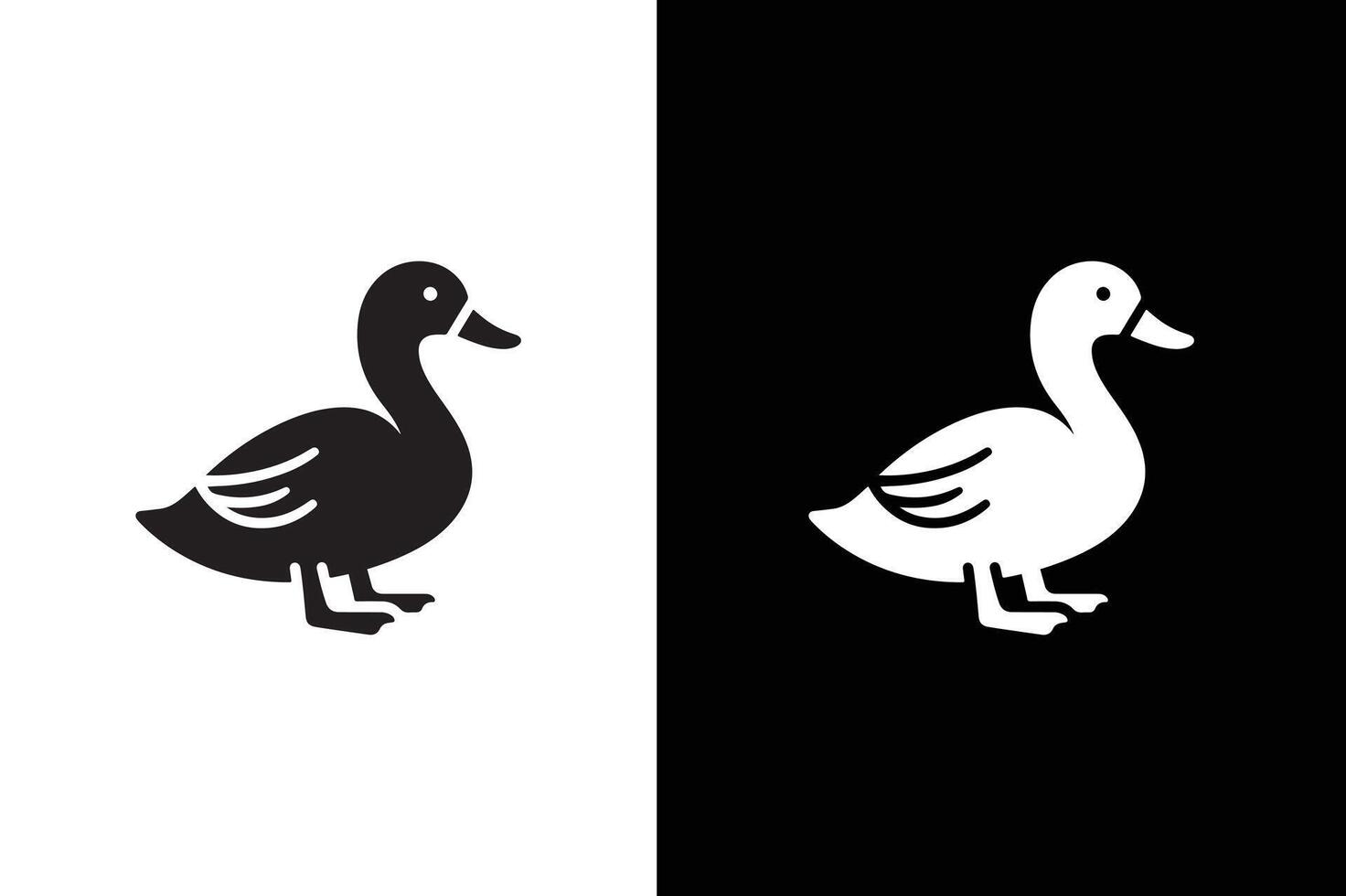 Duck icon . Duck Icon silhouette on Black and White Background vector