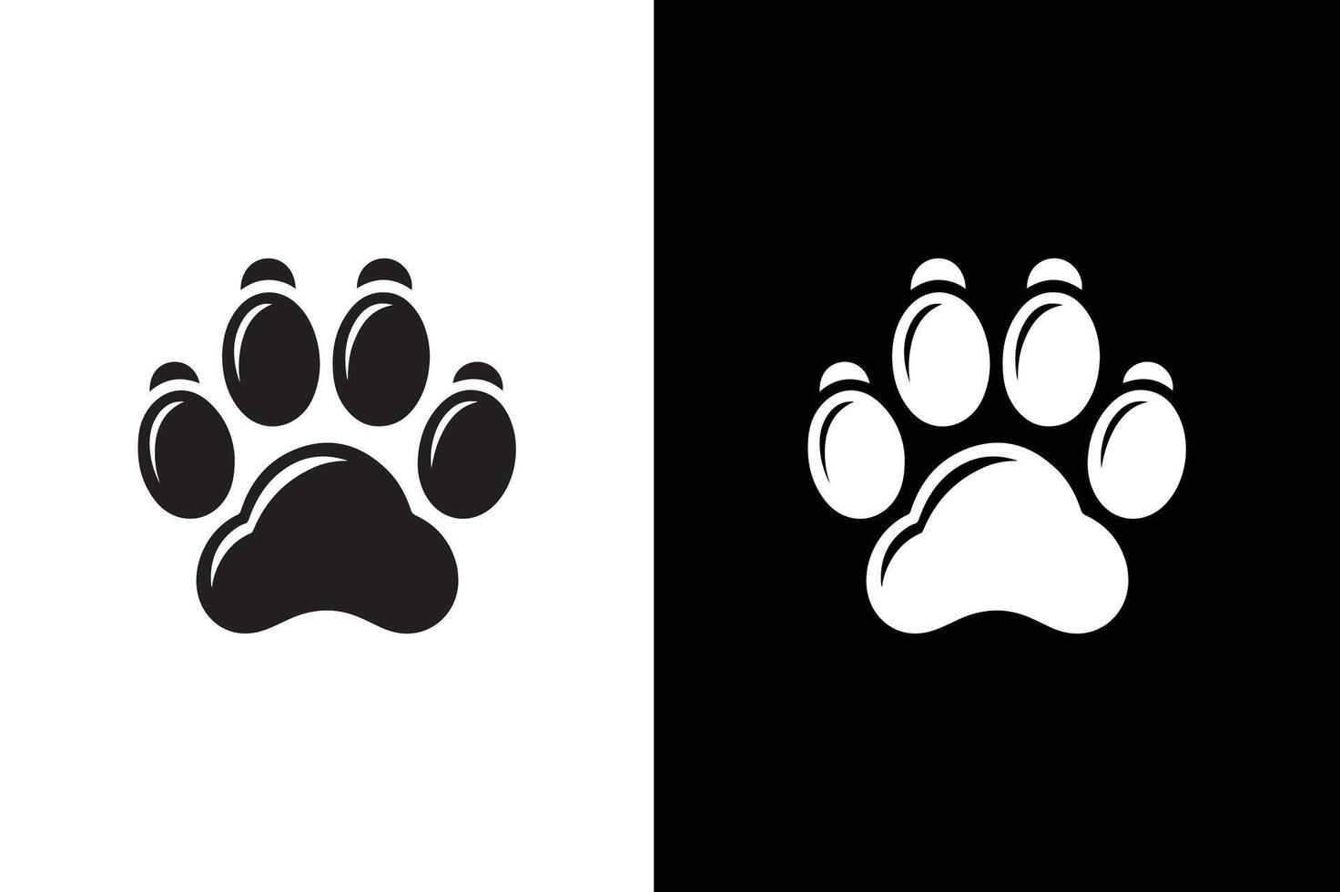Dog or cat paw print flat icon. Dog and cat paw print silhouette image vector