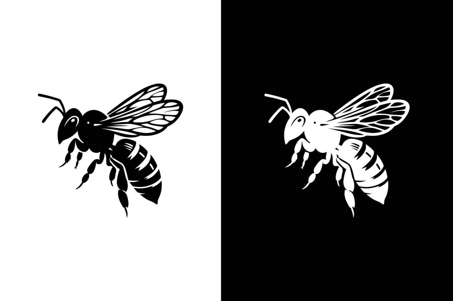 Black bee icon. Honey bee simple silhouette flat icon vector