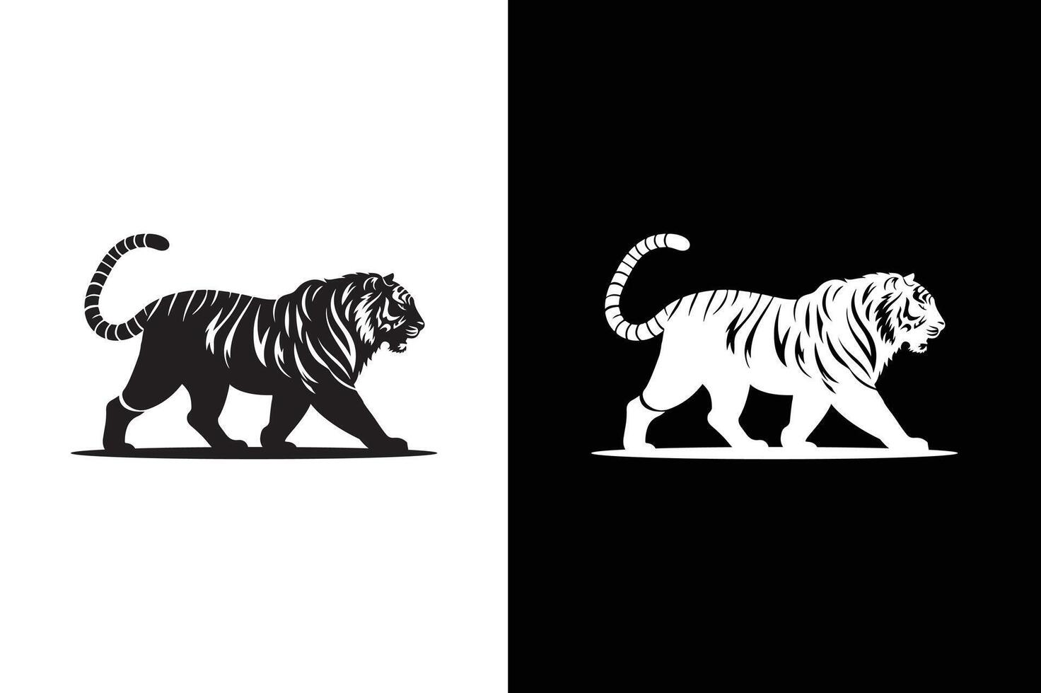 Simple Design of Silhouette of Tiger Walking. Tiger icon vector