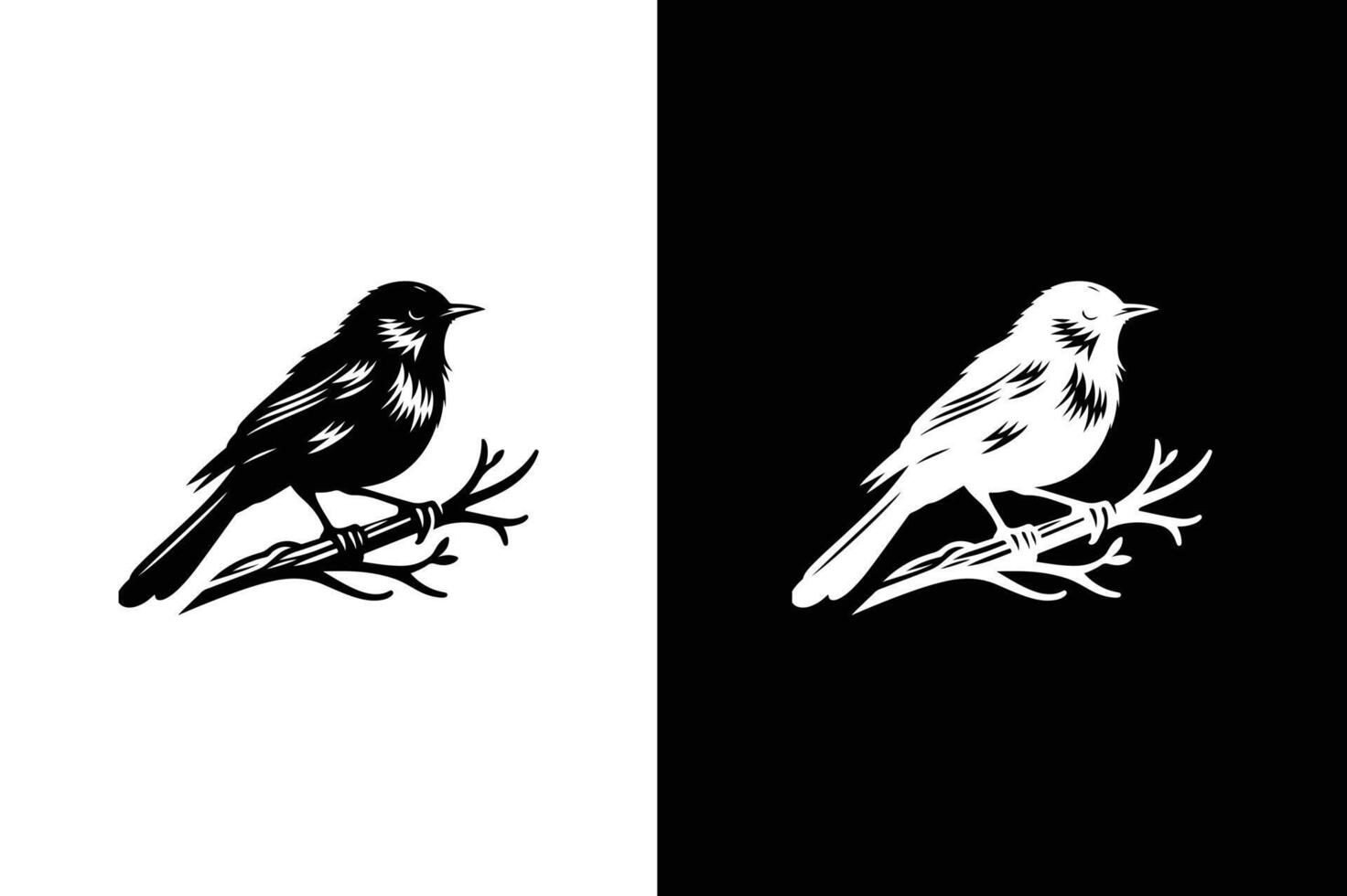 Bird On Branch silhouette icon. Bird icon logo design image vector
