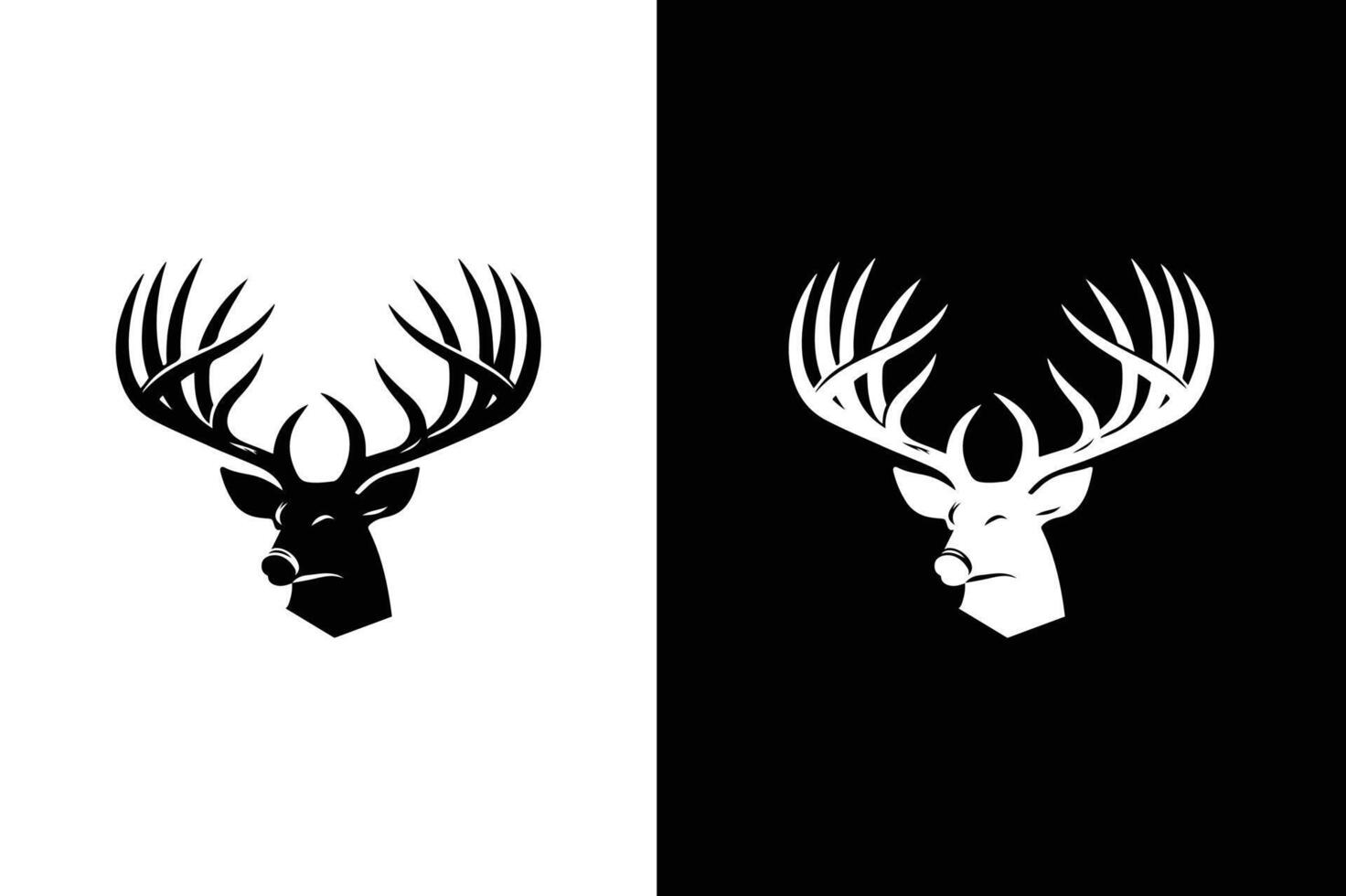 Deer head silhouette isolated on white black Simple deer head isolated icon image vector
