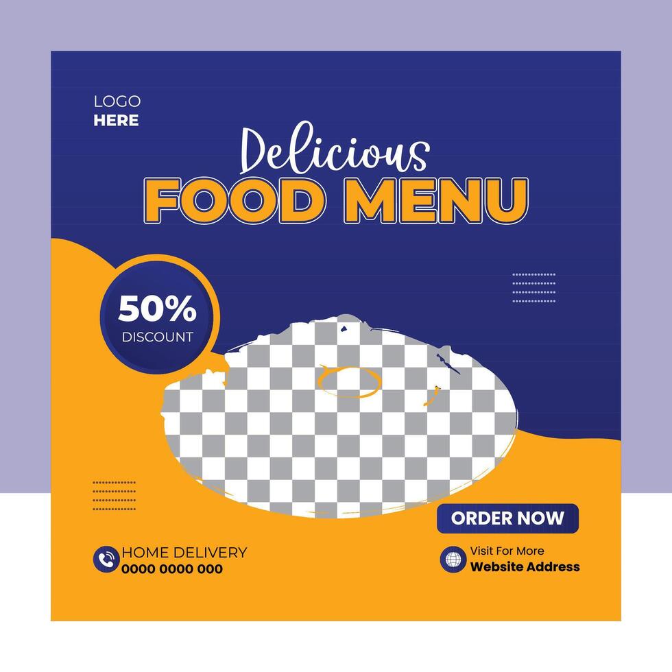 Modern Food Social Media Post Design Template vector
