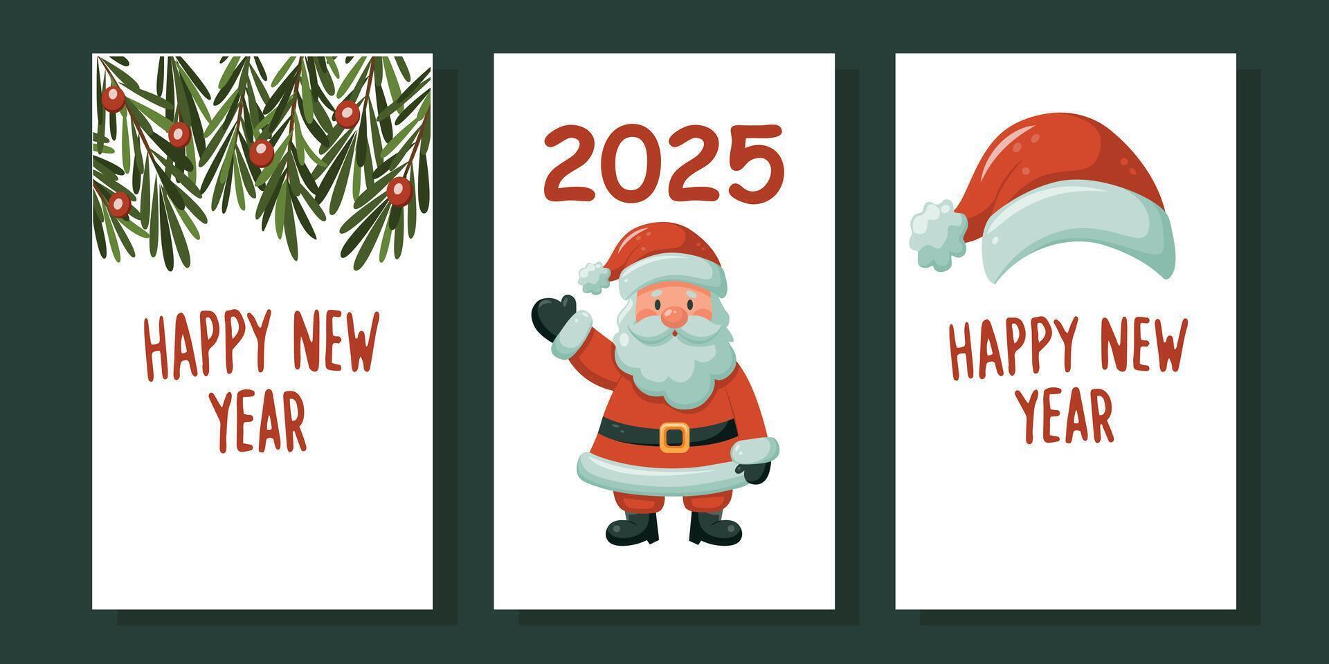 set of postcards on a New Year theme. vector