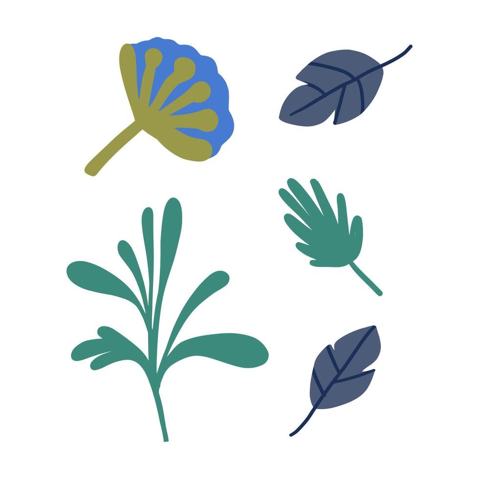 Abstract botanical illustration featuring vibrant floral elements and leaves, ideal for eco-friendly, decorative, and natural design themes vector