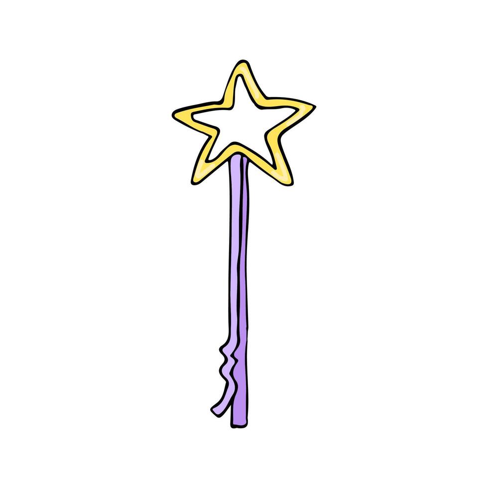 Whimsical magic wand hair accessory illustration with a star top, perfect for fantasy themes, enchanted decor, or creative childrens designs with a playful, fairy tale vibe vector