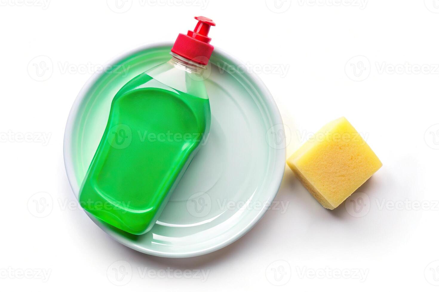dishwashing detergent bottle isolated on white background photo