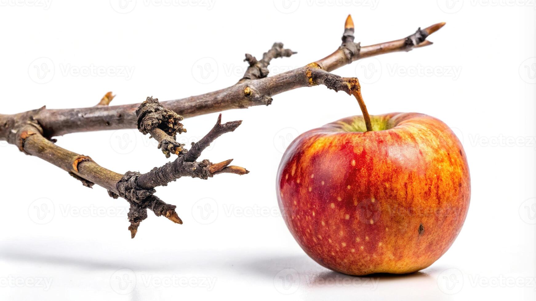 dry apple tree branch isolated on white background Macro photo