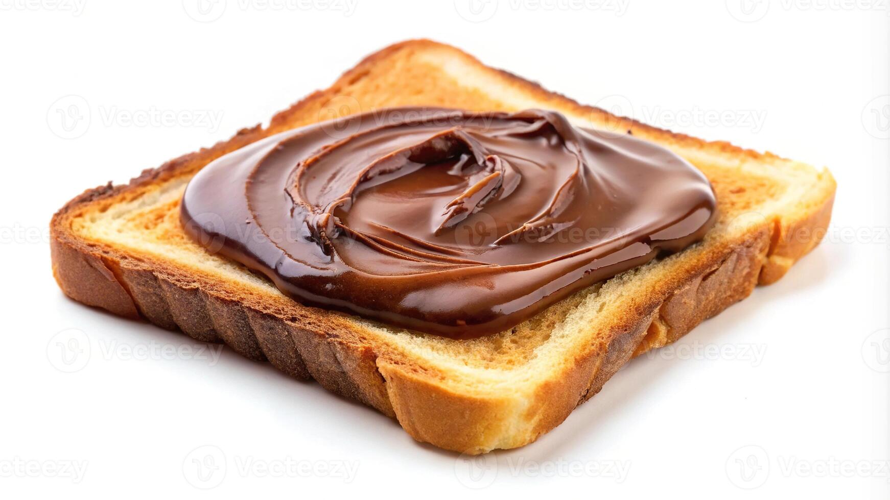 Delicious chocolate spread on toast isolated photo