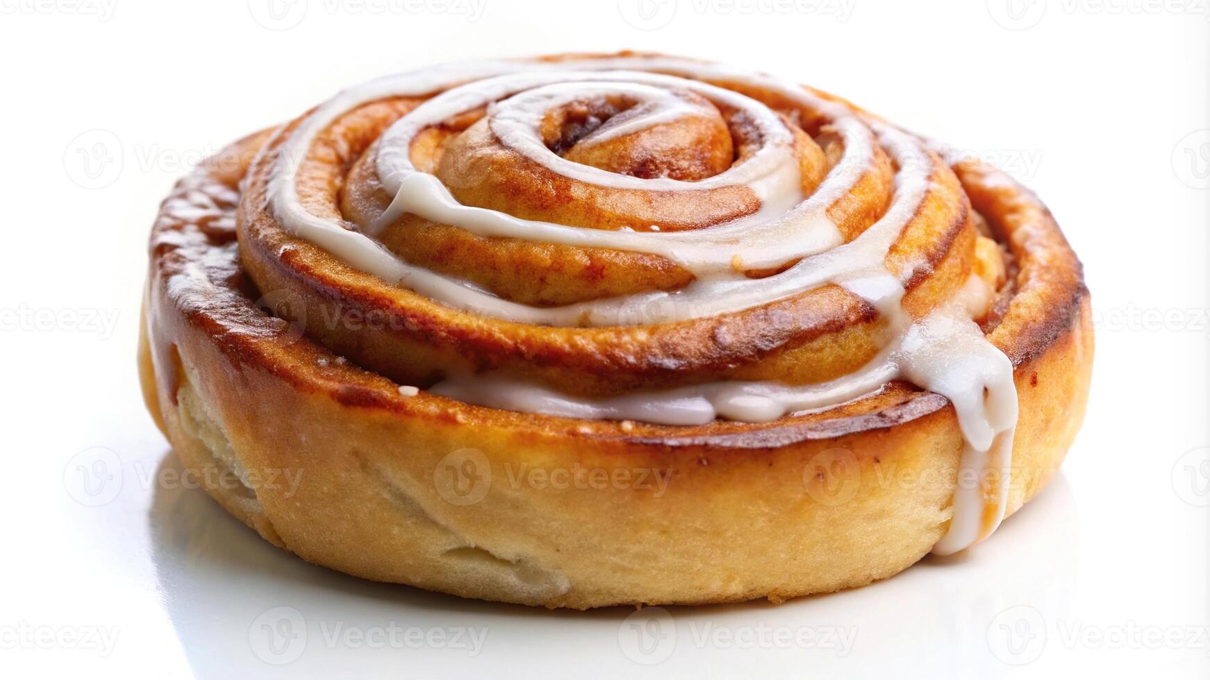 Delicious cinnamon roll isolated on white background photo