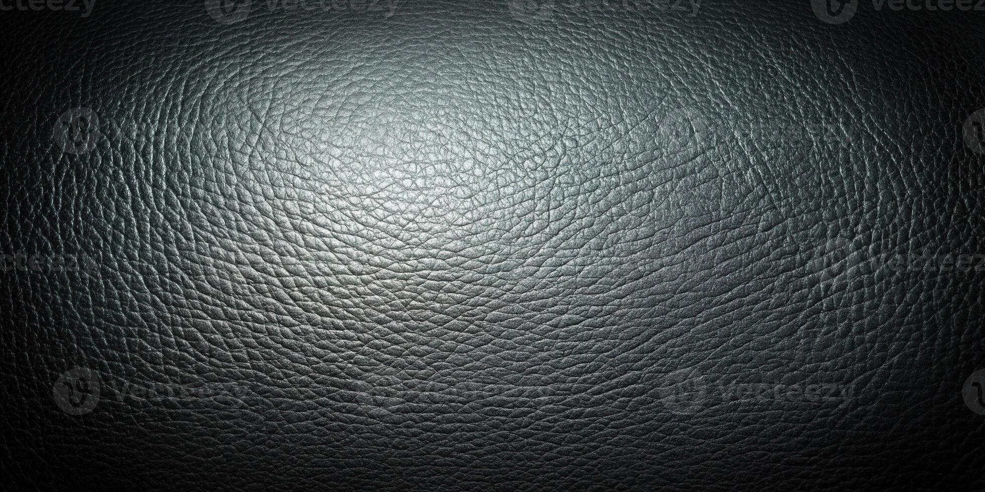 Dark black leather texture background with copy space in fisheye perspective photo