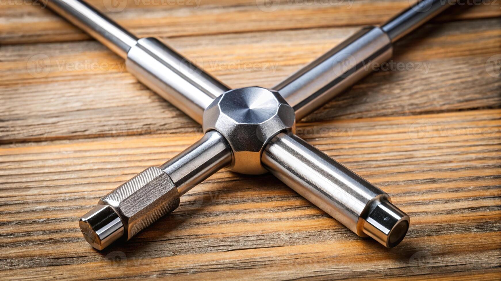 Cross shaped bit attached to a screwdriver chuck photo