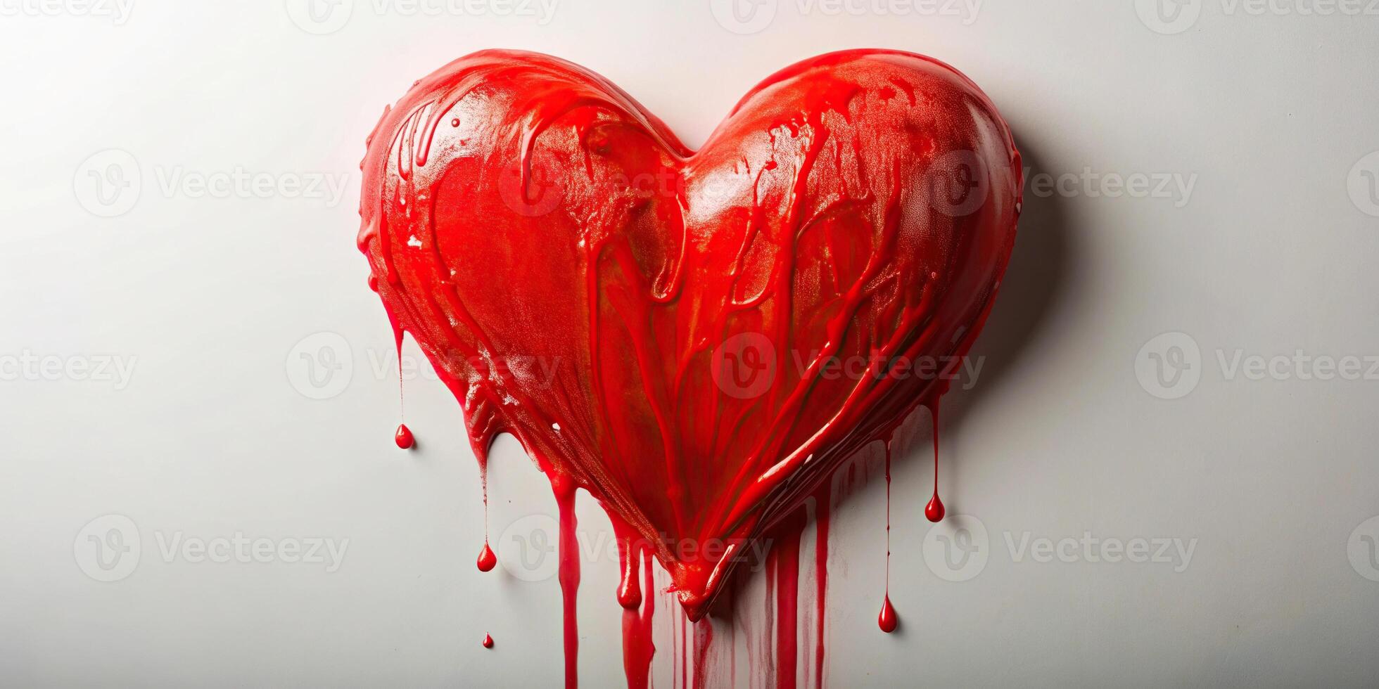 Abstract painting of a dripping heart photo