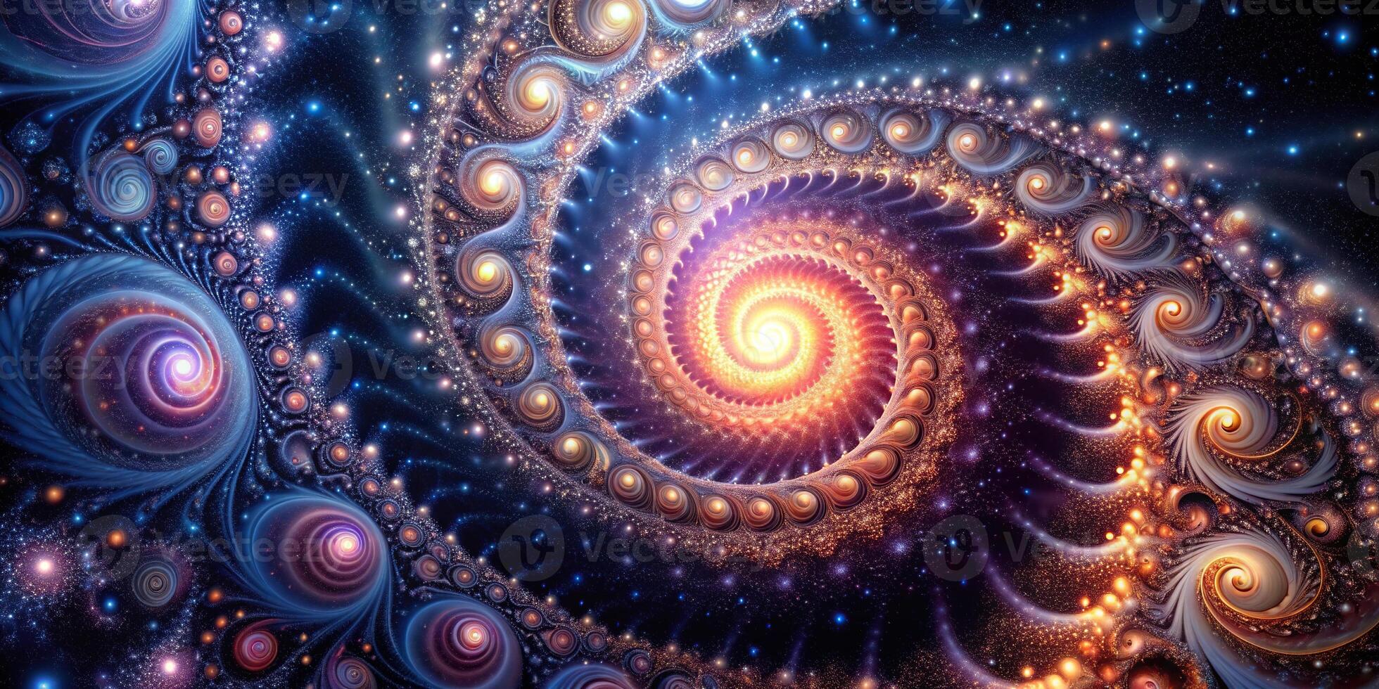 Depth of field expanding fractal spiral resembling a galaxy cosmic fractals photo