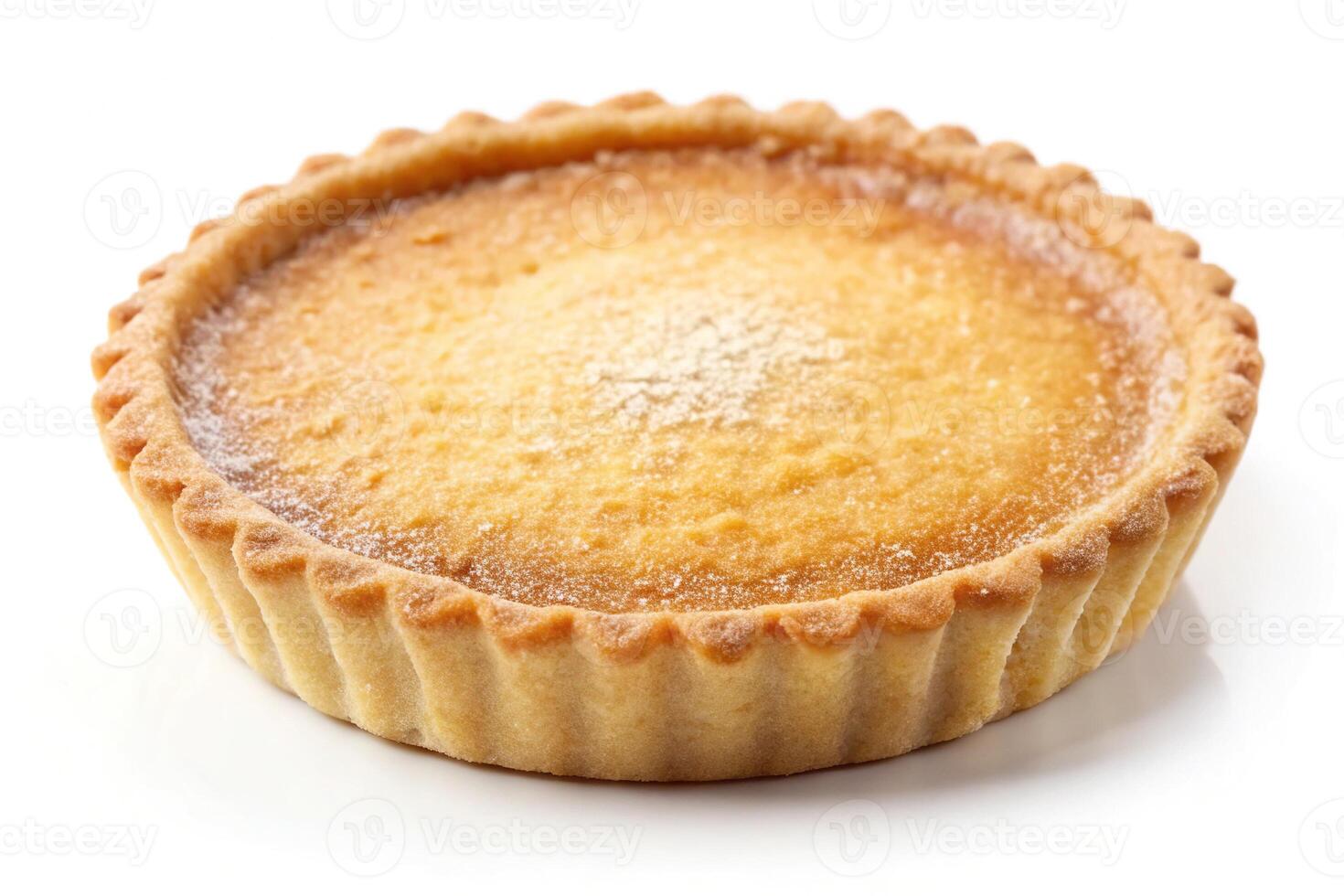 Delicious sugar pie tart isolated on white background photo