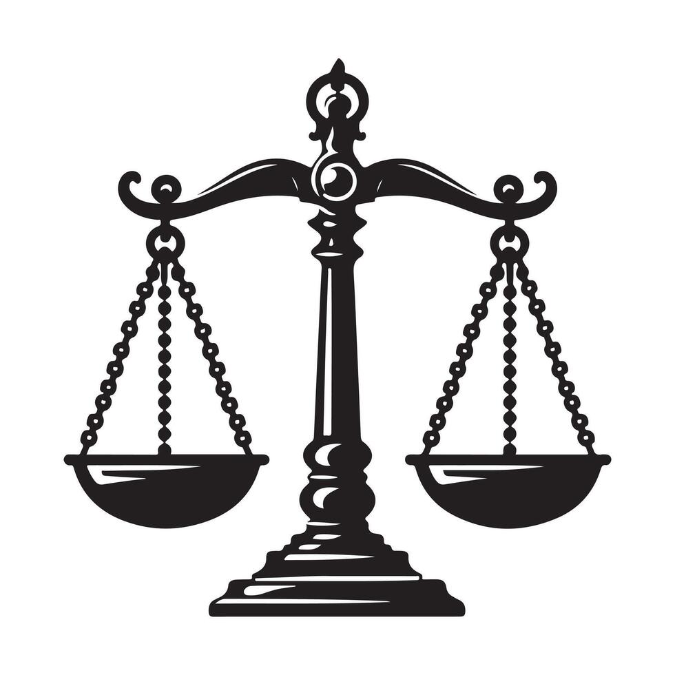 scale icon, Law scale icon illustration, Justice scales line icon. Judgement scale sign. Scale of Justice icon, justice scales icon. Law balance symbol. vector