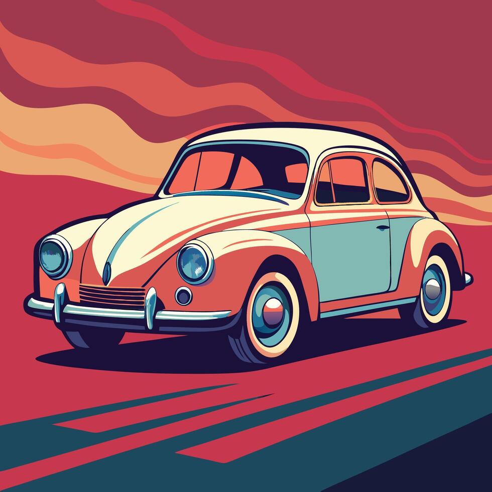 Vintage car in background vector