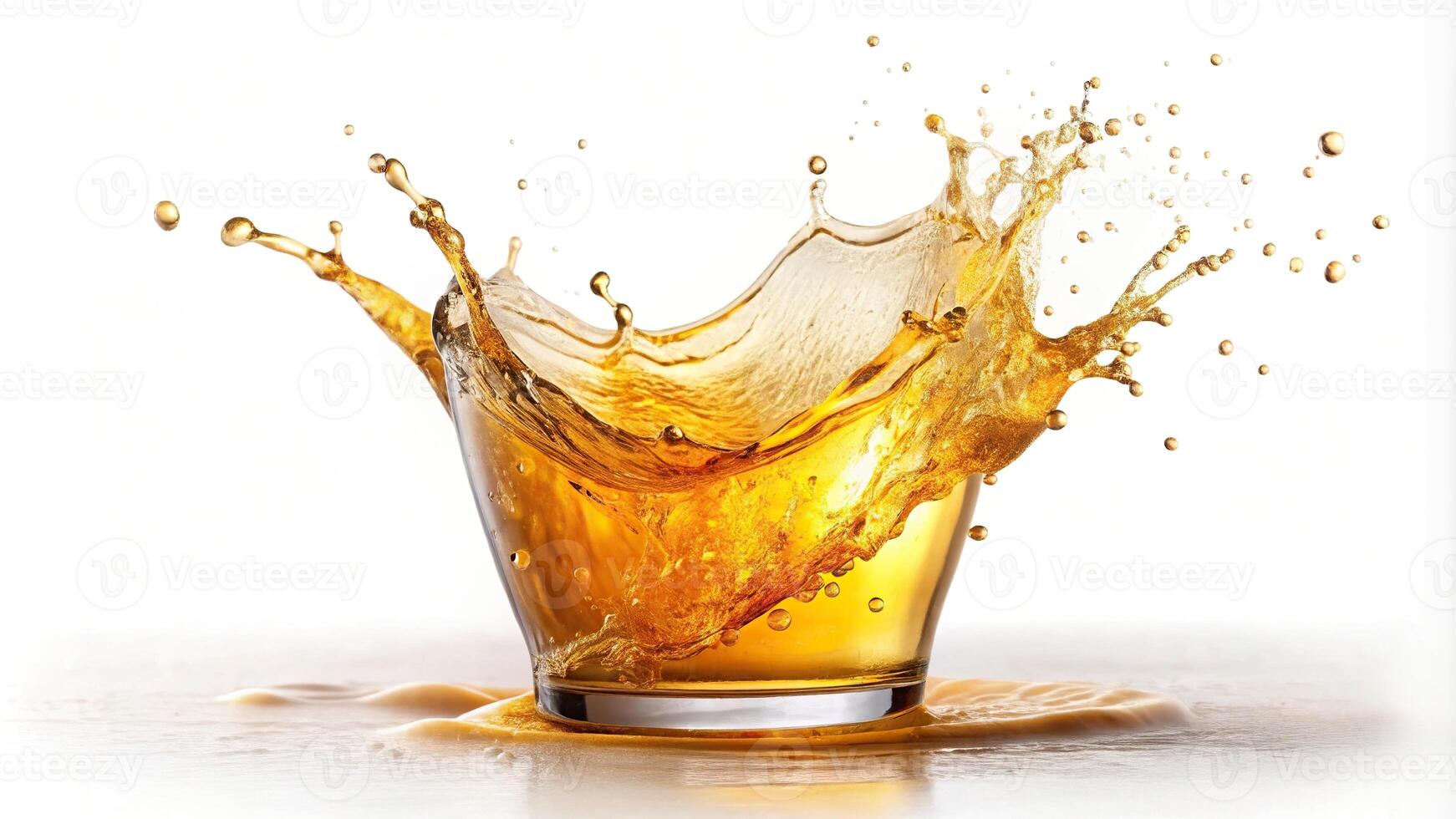 Dynamic beer splash isolated on white background photo