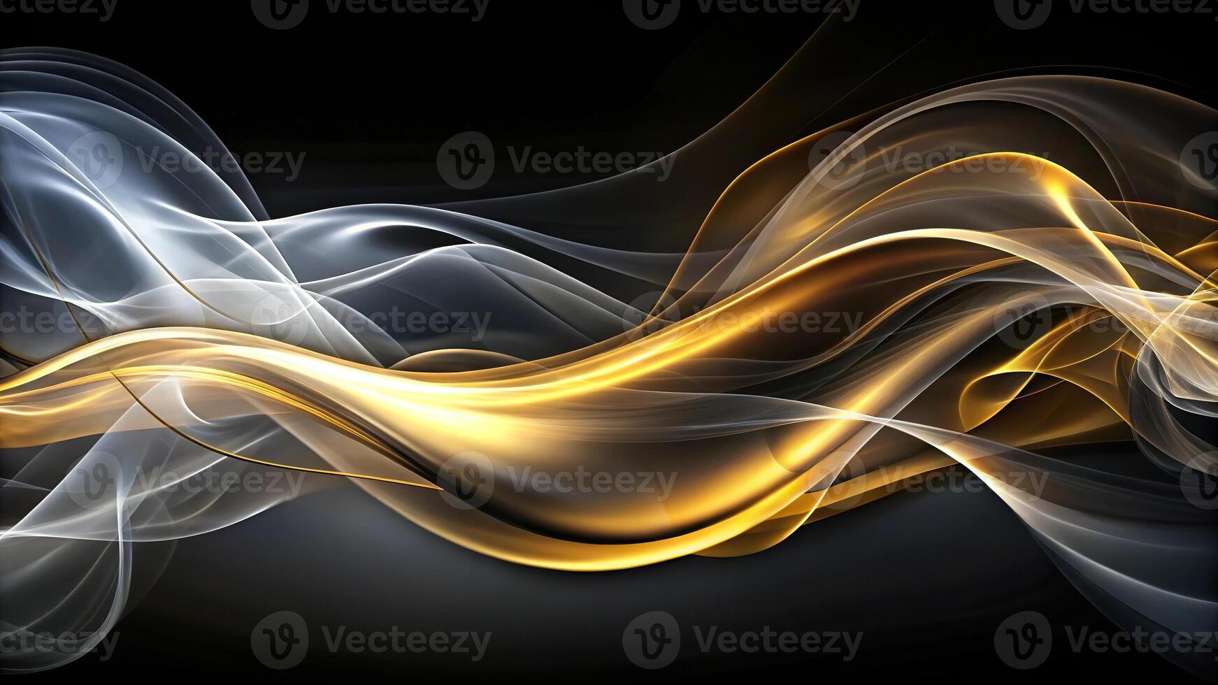 Elegant abstract art with smokelike curves in shades of grey black and gold exuding fluidity and grace photo