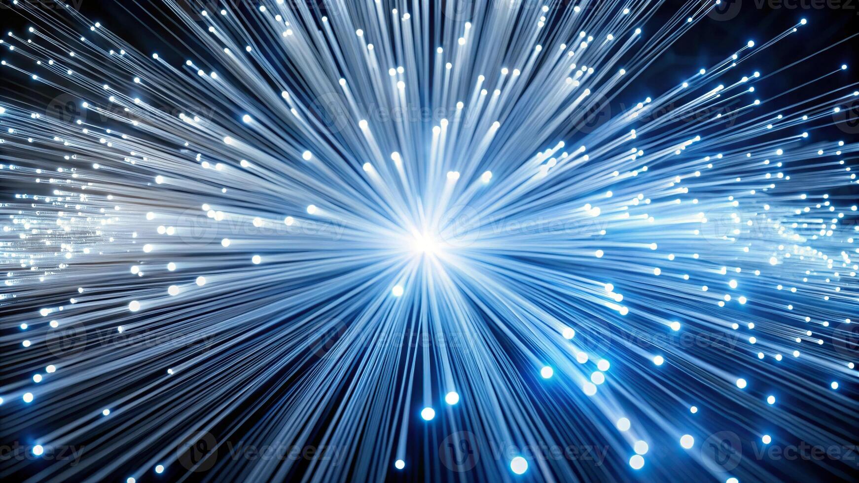 Individually illuminated white fibers representing speed of light photo