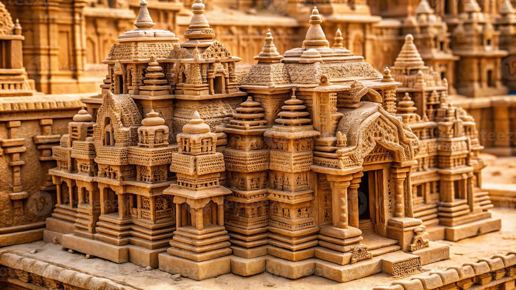 Desert temple with carvings coming to life photo
