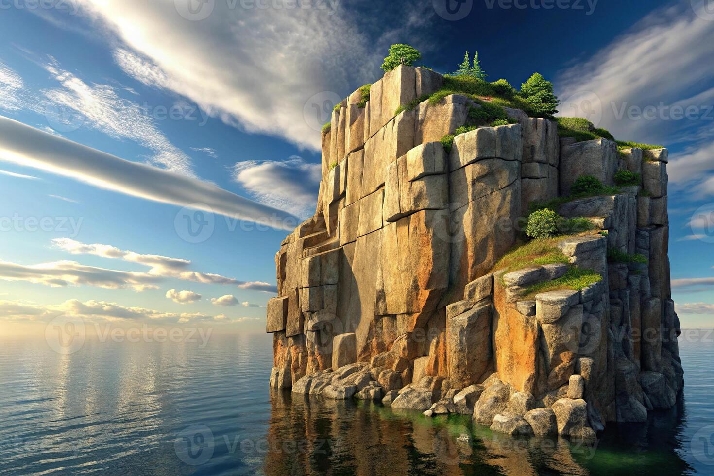3D rendering of a rocky cliff photo