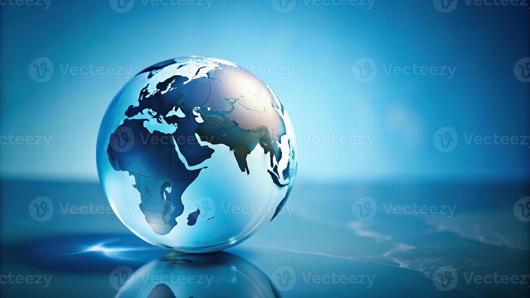 3D rendering of a light blue globe on a plain background photo