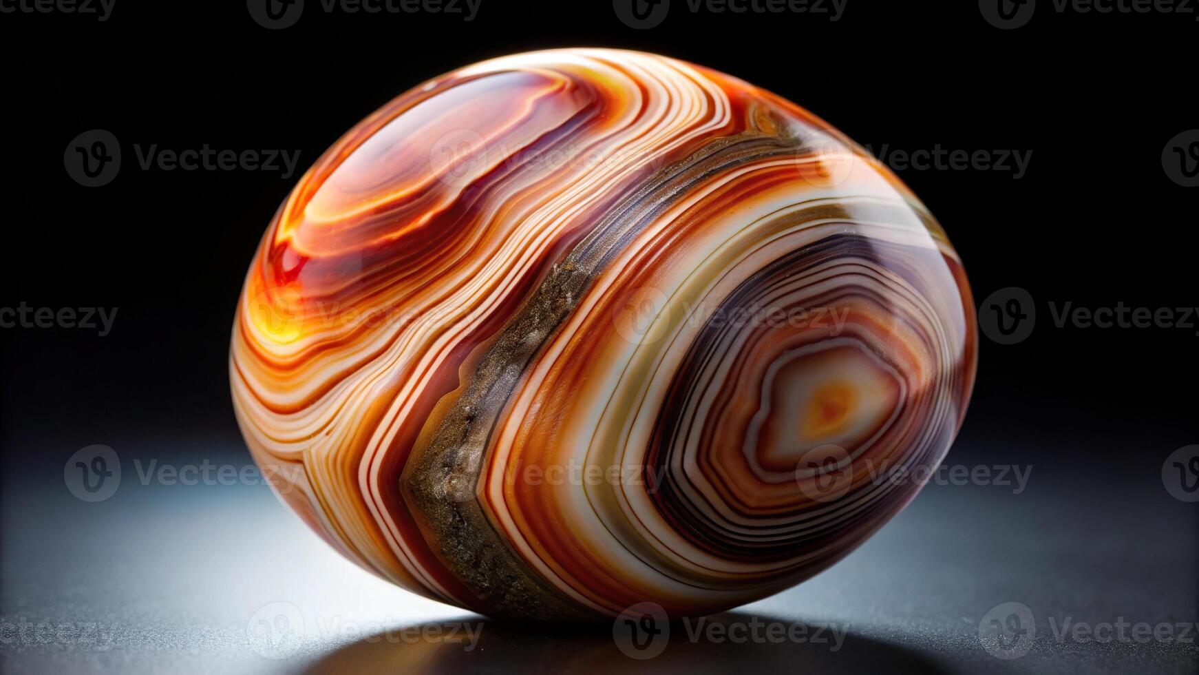 Elegant Agate Stone with Swirling Earth Tones and Natural Banded Patterns Tilted Angle photo