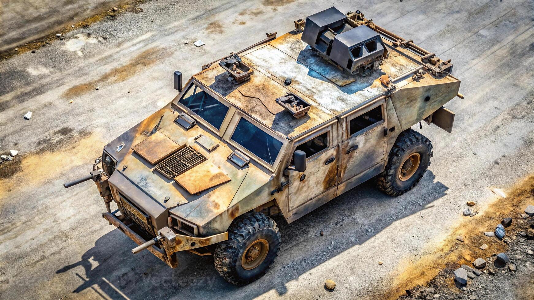 Damaged armored vehicle from above photo