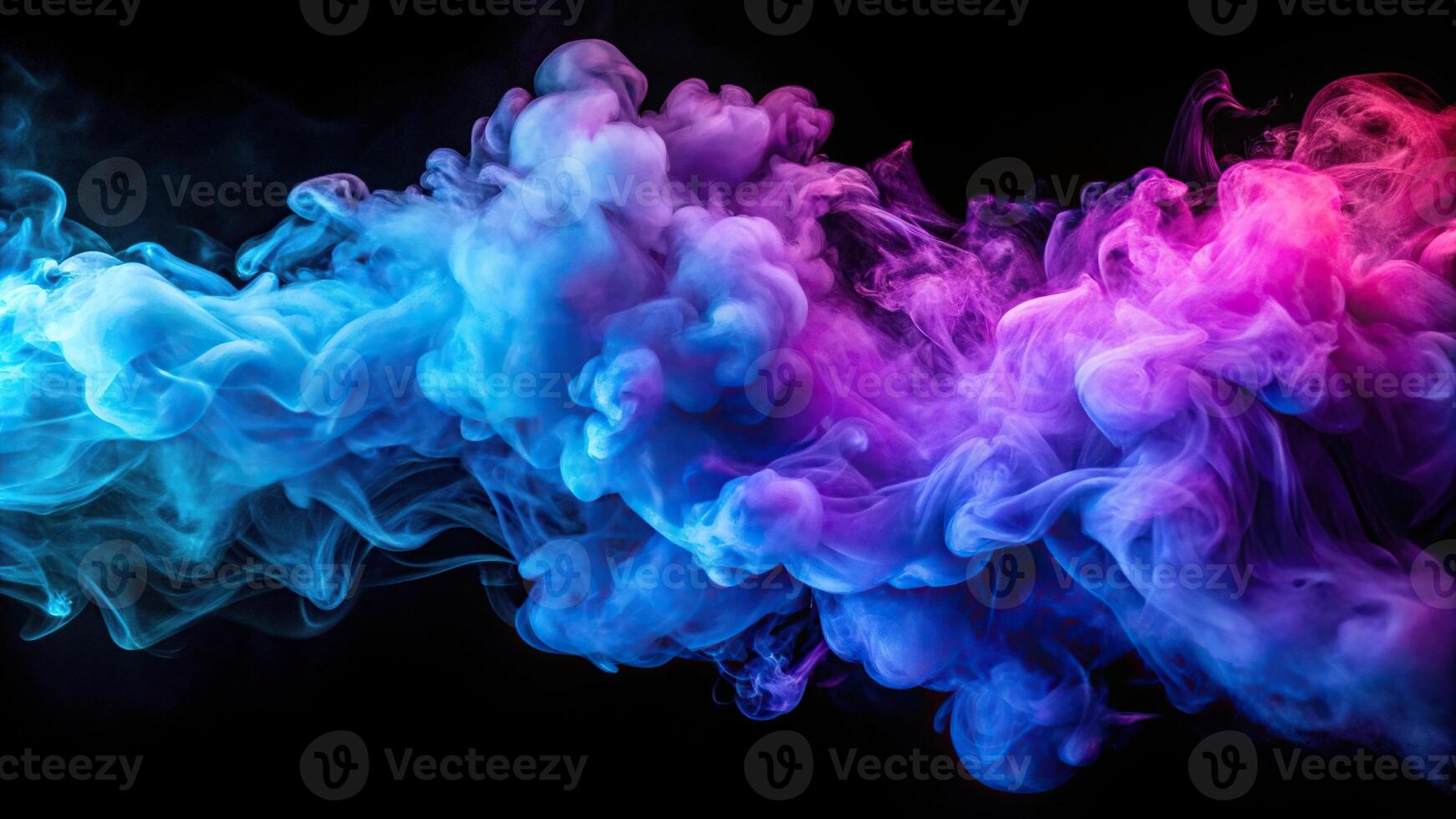 Dynamic abstract image of colored smoke on black background photo