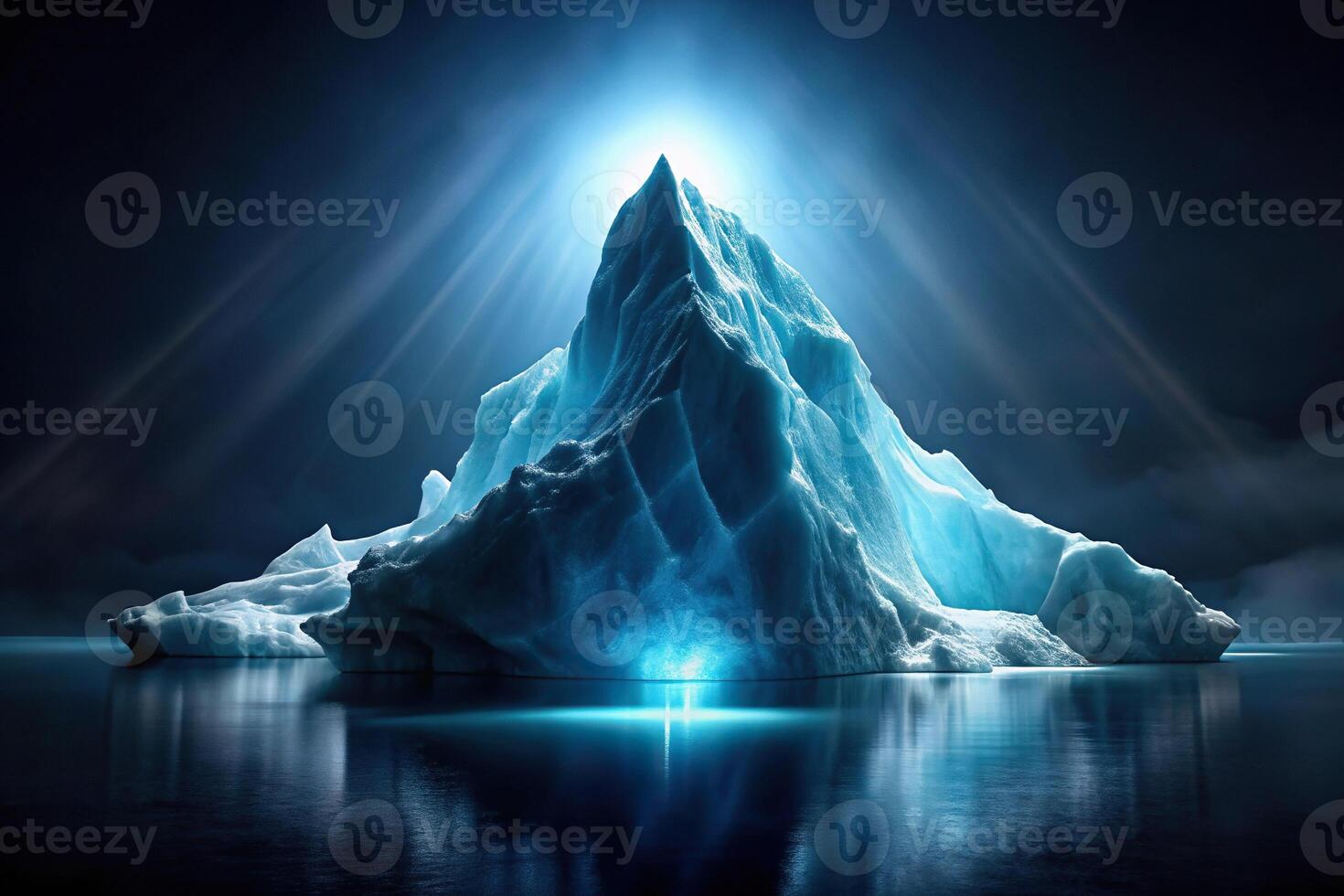 Dark icy background with illuminated stream of light photo