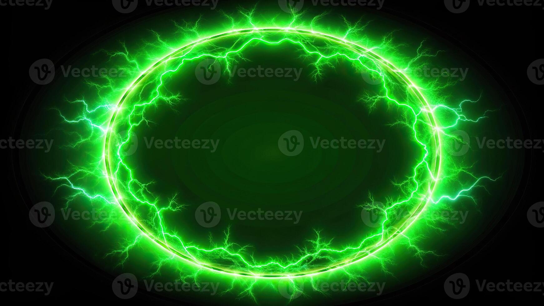 Electric green lightning round frame with symmetrical design photo