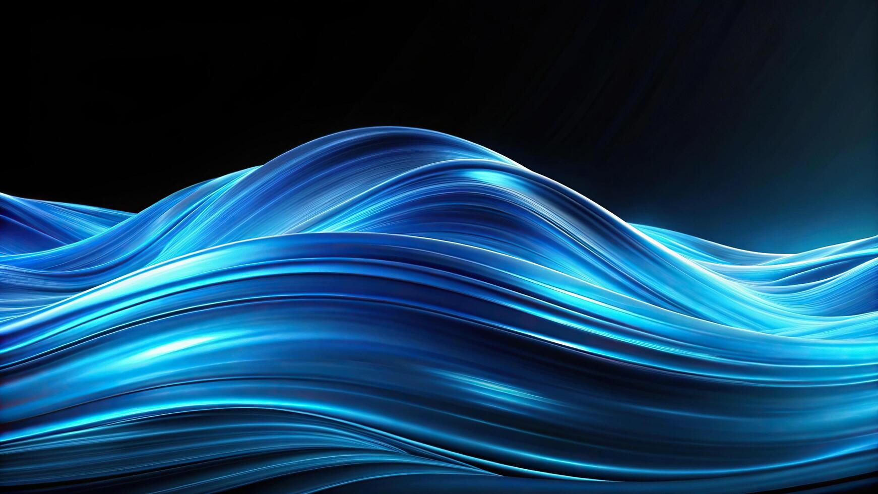 Electric blue wave background with abstract waves on a black backdrop at a tilted angle photo